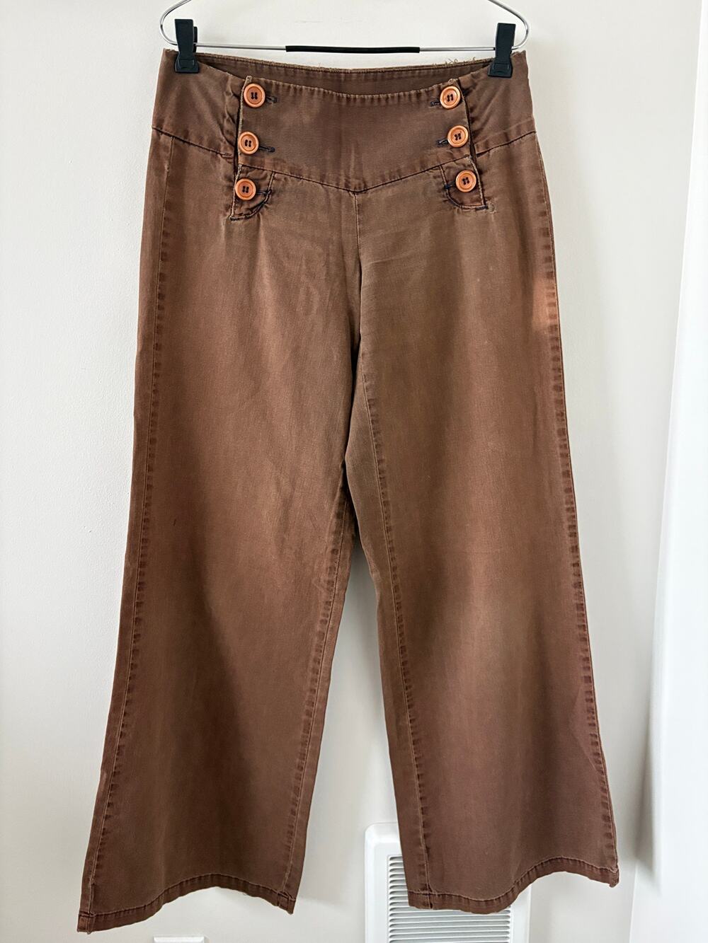 Thrashed Wide Leg Cotton Sailor Pants Size 28 Sun Faded Frayed